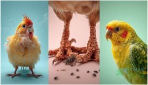 air sac mites, scaly-leg mites, and feather lice