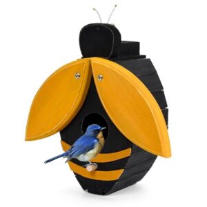 Bee Shaped Wooden Birdhouse   B0F5HJC292