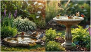 bird baths—ground and elevated styles