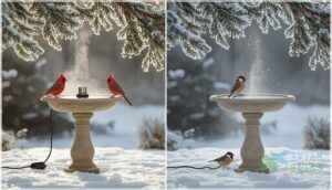 birdbath deicers vs. integrated heating birdbath deicers vs. integrated heating