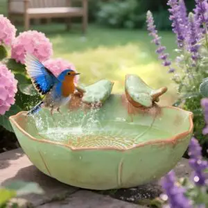 Ceramic Bird Bath for Outdoors, B0FKBBTKRM