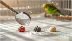 changes in droppings and urine