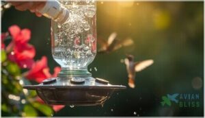 cleaning and maintaining hummingbird feeders