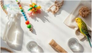 cleaning bird toys, perches, and accessories