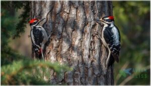 differences between downy and hairy woodpeckers