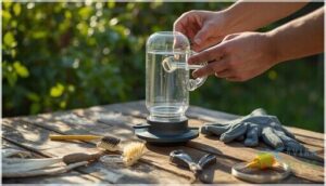 disassembling and emptying the feeder