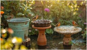 diy recycled material birdbaths