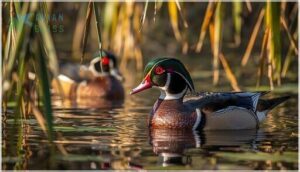 ducks and waterfowl (wood duck, cinnamon teal)