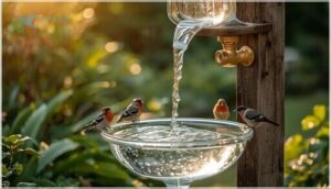 gravity-fed bird bath mechanisms