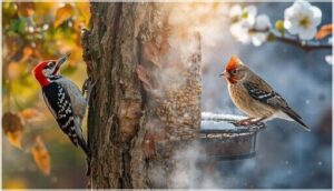 habitat and behaviors of red-headed birds