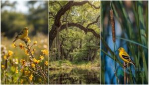 habitats of yellow birds across texas