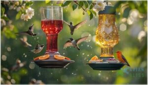 hummingbird and oriole feeders
