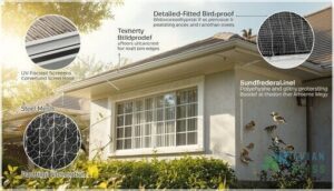 installing bird-proof screens and netting