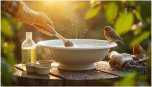 maintaining bird bath and feeder stations