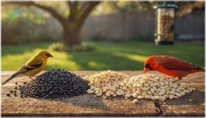 nyjer, millet, and safflower seeds