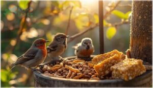 peanuts, mealworms, and suet