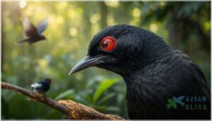 physical and behavioral traits of red-eyed birds