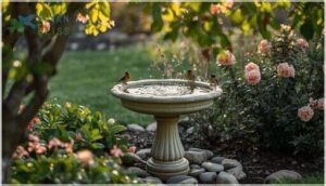 placement and accessories for bird bath bowls