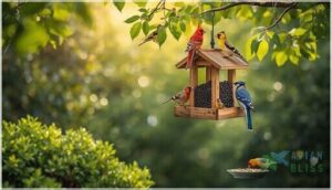 providing food with feeders and seeds