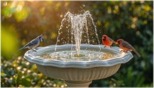 solar-powered bird bath features