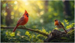 songbirds (e.g., northern cardinal, european robin)