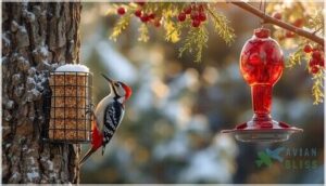 suet and hummingbird feeders