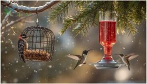 suet and hummingbird feeders