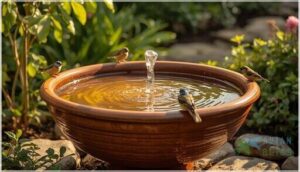terra cotta and ceramic bowl features