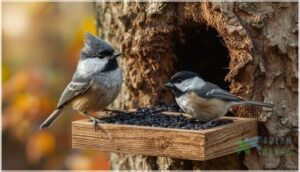 tufted titmouse and carolina chickadee