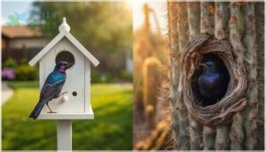 use of birdhouses and natural cavities