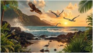 waterbirds, seabirds, and birds of prey