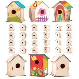 24 Sets DIY Wood Birdhouse B0DP33KY7T