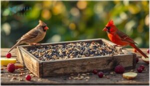 bird-safe fruit seeds (e.g., sunflower, safflower) bird-safe fruit seeds (e.g., sunflower, safflower)