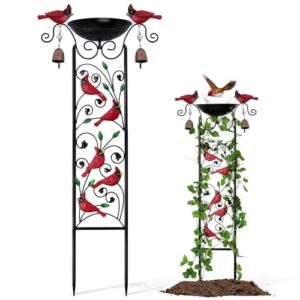 Cardinal Bird Bath Garden Trellis B0BRCWMPV1