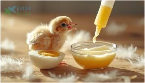 cooked eggs and hand-feeding formulas