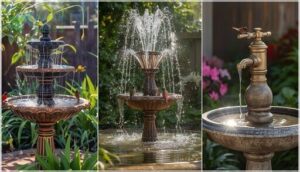fountain styles: solar, electric, and manual