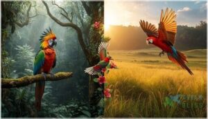 habitats and behaviors of colorful birds