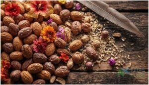 nuts, grains, and edible flowers