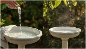 rinsing and drying the bird bath properly rinsing and drying the bird bath properly