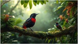 south american black birds with red chest south american black birds with red chest