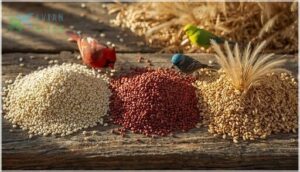white proso millet vs. red and golden millet