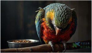 behavioral and physical changes (lethargy, weight loss, ruffled feathers) behavioral and physical changes (lethargy, weight loss, ruffled feathers)