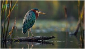 distinctive color patterns (green back, chestnut neck) distinctive color patterns (green back, chestnut neck)
