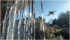 hanging reflective objects or streamers hanging reflective objects or streamers