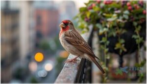 house finch – rosy red males, urban habitats house finch – rosy red males, urban habitats