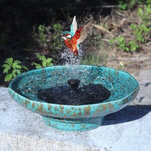 Solar Fountain Ceramic Bird Bath,Bird B0DPZSQ8FD