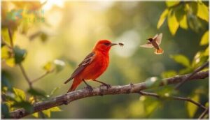 summer tanager – all red males, insect eaters summer tanager – all red males, insect eaters