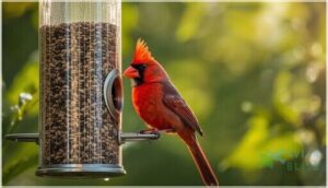 tube feeders with cardinal rings tube feeders with cardinal rings