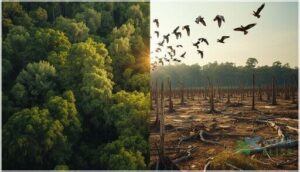 loss of breeding and wintering grounds loss of breeding and wintering grounds