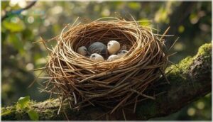 natural materials (twigs, grass, moss, feathers) natural materials (twigs, grass, moss, feathers)